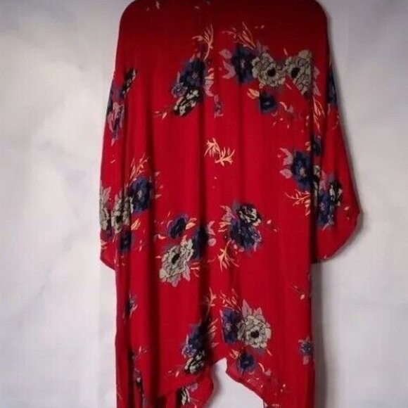 Patrons of Peace Red Floral Kimono, Size Large, Made in India - Picture 6 of 6